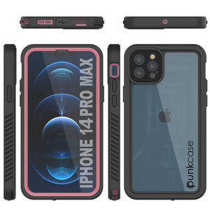 iPhone 14 Pro Max Waterproof Case, Punkcase [Extreme Series] Armor Cover W/ Built In Screen Protector [Pink] (Color in image: Red)