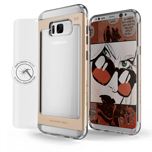 Galaxy S8 Case, Ghostek® Cloak 2.0 Gold w/ Explosion-Proof Screen Protector | Aluminum Frame (Color in image: Gold)