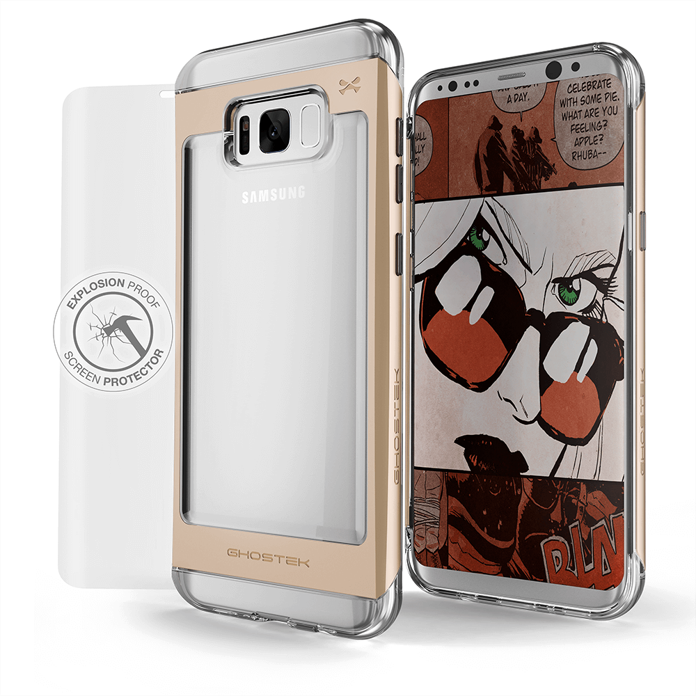 Galaxy S8 Case, Ghostek® Cloak 2.0 Gold w/ Explosion-Proof Screen Protector | Aluminum Frame (Color in image: Gold)