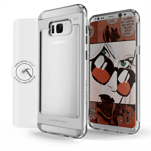 Galaxy S8 Plus Case, Ghostek® 2.0 Silver Series w/ Explosion-Proof Screen Protector | Aluminum Frame (Color in image: Silver)