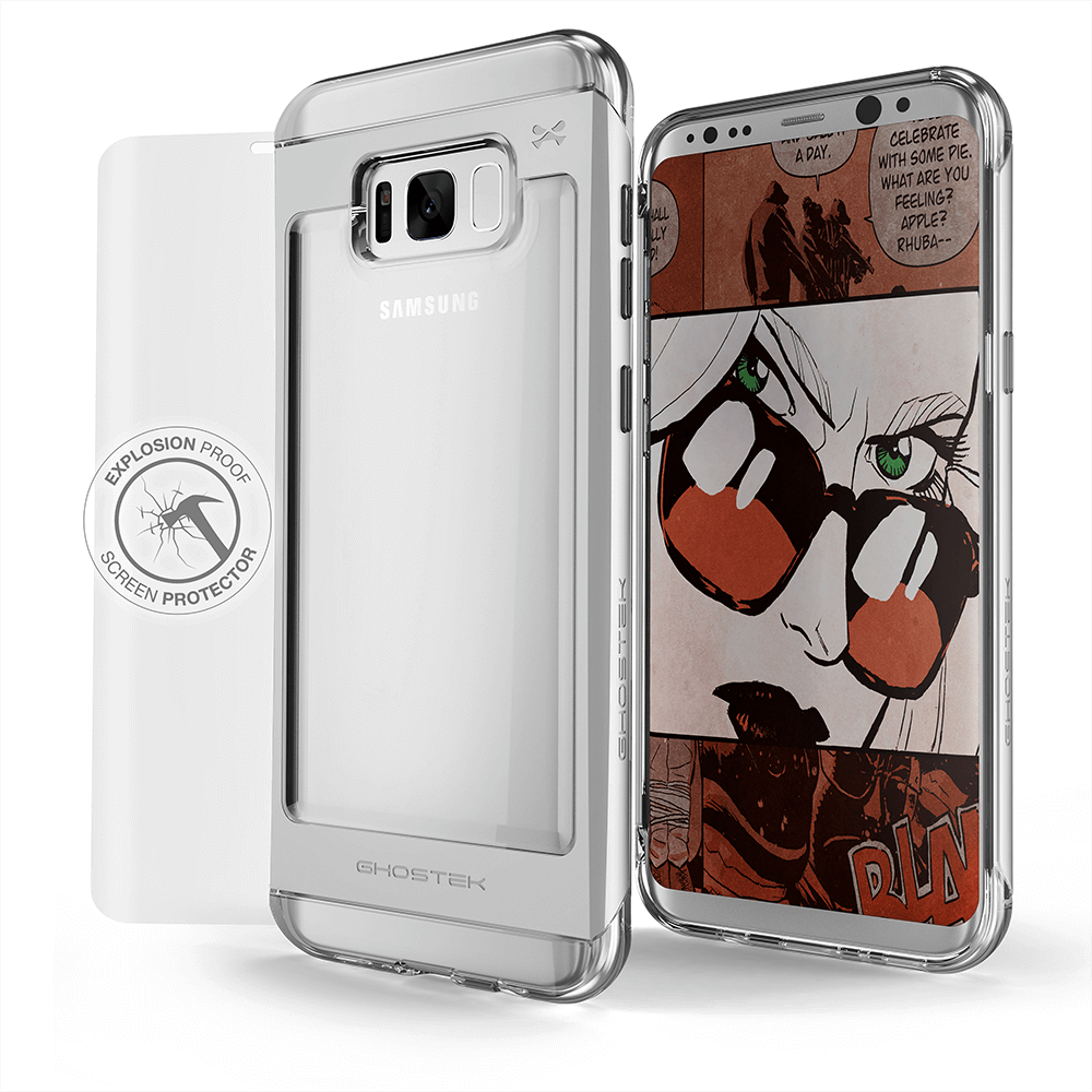 Galaxy S8 Plus Case, Ghostek® 2.0 Silver Series w/ Explosion-Proof Screen Protector | Aluminum Frame (Color in image: Silver)