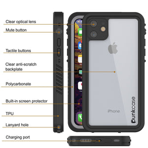 iPhone 11 Waterproof Case, Punkcase [Extreme Series] Armor Cover W/ Built In Screen Protector [Clear] (Color in image: Pink)
