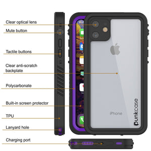 iPhone 11 Waterproof Case, Punkcase [Extreme Series] Armor Cover W/ Built In Screen Protector [Purple] (Color in image: Light Blue)