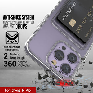 Funda para iPhone 14 Pro con compartimento para tarjetas [Serie Crystal CardSlot] [Ajuste delgado]