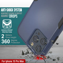 Cargar imagen en el visor de la galería, Punkcase para iPhone 15 Pro Max Belt Clip Case de funda de múltiples capas [Serie Patron] [Navy Black]
