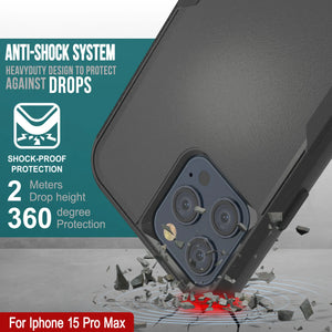 Punkcase para iPhone 15 Pro Max Belt Clip Case de funda multicapa [Serie de clientes] [Negro]
