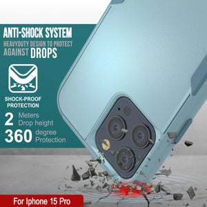 Punkcase para iPhone 15 Pro Belt Clip Multililínea Case de funda [Serie Patron] [menta]