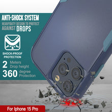 Load image into Gallery viewer, Punkcase para iPhone 15 Pro Belt Clip Case de funda de múltiples capas [Serie Patron] [azul marino]
