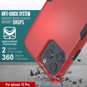 Punkcase para iPhone 15 Pro Belt Clip Multililínea Case de funda [Serie Patron] [Red-Black]