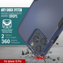 Load image into Gallery viewer, Punkcase para iPhone 15 Pro Belt Clip Multililínea Case de funda [Serie de Patrones] [Navy Black]
