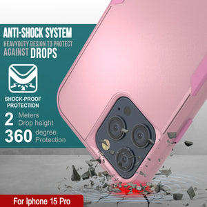 Punkcase para iPhone 15 Pro Belt Clip Multilililyer Fase de funda [Serie Patron] [Pink]