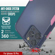Load image into Gallery viewer, Punkcase para iPhone 15 Pro Belt Clip Multililínea Case de funda [Serie Patron] [Navy Pink]

