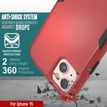 Cargar imagen en el visor de la galería, Punkcase para iPhone 15 Centro de estuche multicapa de clips [Serie de clientes] [rojo-negro]
