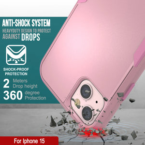 Punkcase para iPhone 15 Centro de cinturones de funda de múltiples capas [Serie de clientes] [PINK]