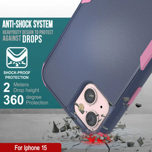 Punkcase para iPhone 15 Cinco de Holla de múltiples capas de cinturón [Serie Patron] [Pink Navy]