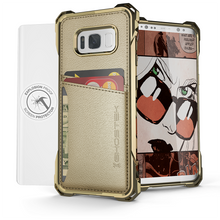 Cargar imagen en el visor de la galería, Galaxy S8+ Plus Wallet Case, Ghostek Exec Gold Series | Slim Armor Hybrid Impact Bumper | TPU PU Leather Credit Card Slot Holder Sleeve Cover (Color in image: Gold)
