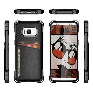 Galaxy S8 Wallet Case, Ghostek Exec Black Series | Slim Armor Hybrid Impact Bumper | TPU PU Leather Credit Card Slot Holder Sleeve Cover (Color in image: Gold)