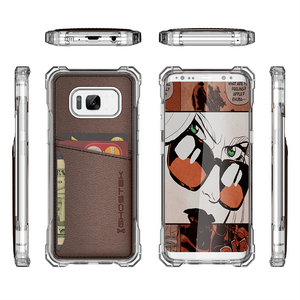 Galaxy S8+ Plus Wallet Case, Ghostek Exec Brown Series | Slim Armor Hybrid Impact Bumper | TPU PU Leather Credit Card Slot Holder Sleeve Cover (Color in image: Red)