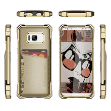Cargar imagen en el visor de la galería, Galaxy S8+ Plus Wallet Case, Ghostek Exec Gold Series | Slim Armor Hybrid Impact Bumper | TPU PU Leather Credit Card Slot Holder Sleeve Cover (Color in image: Pink)
