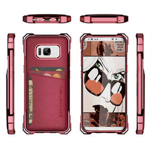 Galaxy S8+ Plus Wallet Case, Ghostek® Exec Red Series | Slim Armor Hybrid Impact Bumper | TPU PU Leather Credit Card Slot Holder Sleeve Cover (Color in image: Gold)