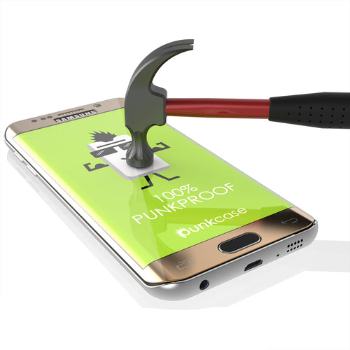 Galaxy S6 Edge Gold Punkcase Glass SHIELD Tempered Glass Screen Protector 0.33mm Thick 9H Glass (Color in image: Gold)
