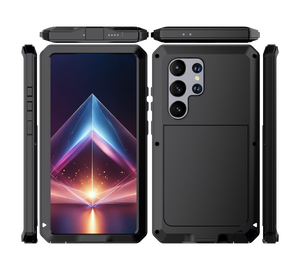 Carcasa metálica Galaxy S24 Ultra, cubierta de armadura militar resistente de alto rendimiento [a prueba de golpes]. Diseño duro de cuerpo completo [púrpura].