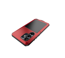 Load image into Gallery viewer, Carcasa metálica Galaxy S24 Ultra, funda resistente de grado militar [a prueba de golpes] cuerpo completo duro [rojo].
