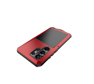 Carcasa metálica Galaxy S24 Ultra, funda resistente de grado militar [a prueba de golpes] cuerpo completo duro [rojo].