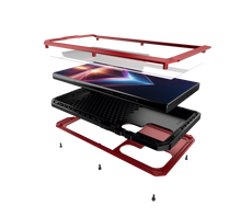Load image into Gallery viewer, Carcasa metálica Galaxy S24 Ultra, funda resistente de grado militar [a prueba de golpes] cuerpo completo duro [rojo].
