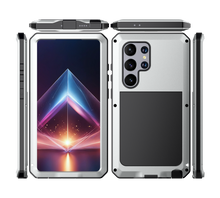 Load image into Gallery viewer, Funda de Metal Galaxy S24 Ultra, Cubierta de Armadura Resistente de Grado Militar [a prueba de golpes] Cuerpo Completo Duro [Plata]
