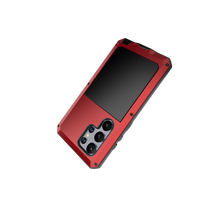 Load image into Gallery viewer, Carcasa metálica Galaxy S24 Ultra, funda resistente de grado militar [a prueba de golpes] cuerpo completo duro [rojo].
