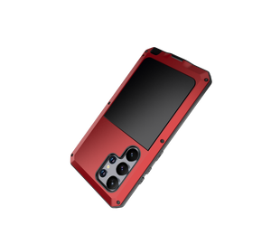 Carcasa metálica Galaxy S24 Ultra, funda resistente de grado militar [a prueba de golpes] cuerpo completo duro [rojo].