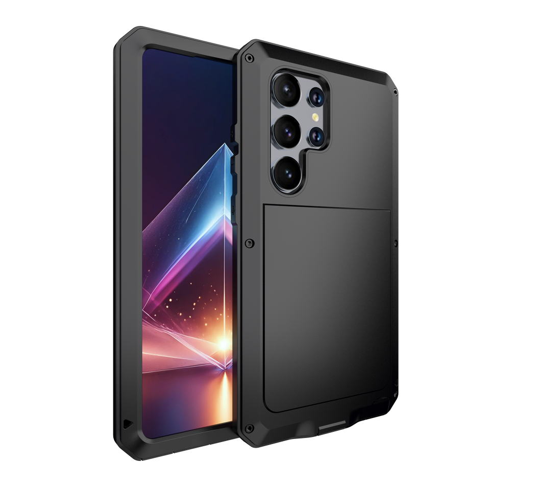 Carcasa metálica Galaxy S24 Ultra, cubierta de armadura militar resistente de alto rendimiento [a prueba de golpes]. Diseño duro de cuerpo completo [púrpura].