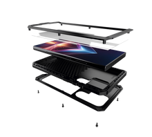 Load image into Gallery viewer, Carcasa de metal Galaxy S24 Ultra, cubierta antichoque de grado militar resistente, cuerpo completo rígido [azul].
