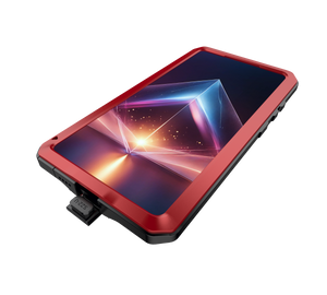 Carcasa metálica Galaxy S24 Ultra, funda resistente de grado militar [a prueba de golpes] cuerpo completo duro [rojo].