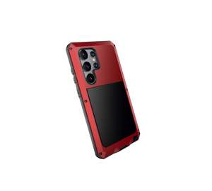 Carcasa metálica Galaxy S24 Ultra, funda resistente de grado militar [a prueba de golpes] cuerpo completo duro [rojo].