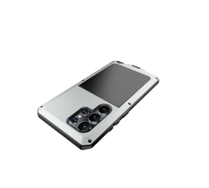 Funda de Metal Galaxy S24 Ultra, Cubierta de Armadura Resistente de Grado Militar [a prueba de golpes] Cuerpo Completo Duro [Plata]