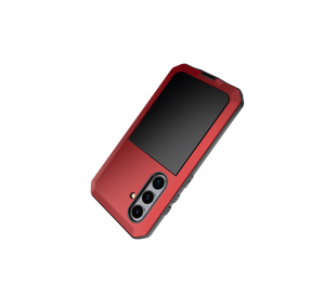 Funda de Metal Galaxy S24, cubierta de armadura resistente de grado militar [a prueba de golpes] Dura de cuerpo completo [Roja]