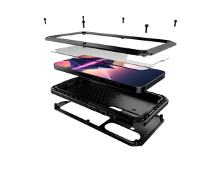 Funda de Metal para Galaxy S24 Plus, Cobertura de Armadura Militar Resistente [a prueba de golpes] Cuerpo Completo Rígido [Rosa]