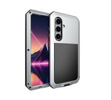 Cargar imagen en el visor de la galería, Funda de metal Galaxy S24 Plus, resistente y de grado militar [a prueba de golpes], cuerpo completo resistente [plateada].
