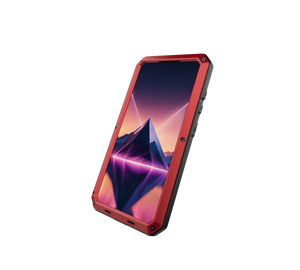 Funda de Metal Galaxy S24, cubierta de armadura resistente de grado militar [a prueba de golpes] Dura de cuerpo completo [Roja]