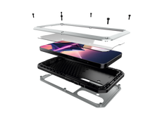 Cargar imagen en el visor de la galería, Funda de metal Galaxy S24 Plus, resistente y de grado militar [a prueba de golpes], cuerpo completo resistente [plateada].
