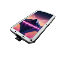 Cargar imagen en el visor de la galería, Funda de metal Galaxy S24 Plus, resistente y de grado militar [a prueba de golpes], cuerpo completo resistente [plateada].
