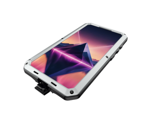 Funda de metal Galaxy S24 Plus, resistente y de grado militar [a prueba de golpes], cuerpo completo resistente [plateada].