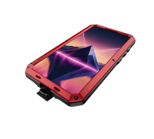 Cargar imagen en el visor de la galería, Funda de Metal Galaxy S24, cubierta de armadura resistente de grado militar [a prueba de golpes] Dura de cuerpo completo [Roja]
