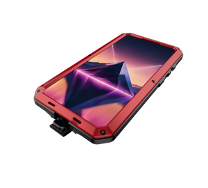 Funda de Metal Galaxy S24, cubierta de armadura resistente de grado militar [a prueba de golpes] Dura de cuerpo completo [Roja]