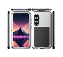 Cargar imagen en el visor de la galería, Funda de metal Galaxy S24 Plus, resistente y de grado militar [a prueba de golpes], cuerpo completo resistente [plateada].
