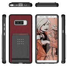 Cargar imagen en el visor de la galería, Galaxy Note 8 Case, Ghostek Exec 2 Slim Hybrid Impact Wallet Case for Samsung Galaxy Note 8 Armor | Red (Color in image: Brown)
