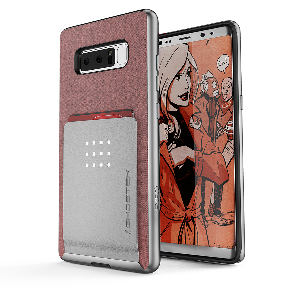Galaxy Note 8 Case, Ghostek Exec 2 Slim Hybrid Impact Wallet Case for Samsung Galaxy Note 8 Armor | Pink (Color in image: Pink)