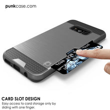 Cargar imagen en el visor de la galería, Galaxy S8 Case, PUNKcase [SLOT Series] [Slim Fit] Dual-Layer Armor Cover w/Integrated Anti-Shock System, Credit Card Slot [Grey] (Color in image: White)

